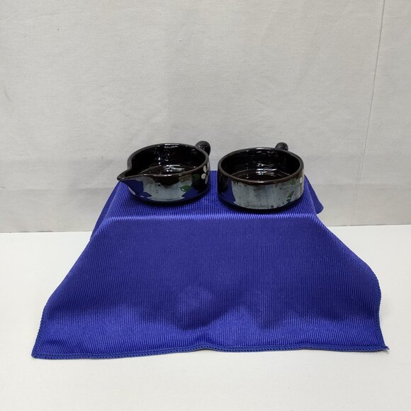 Ceramic Cream & Sugar Set Floral Design Hand-Painted Top Part Of A Tea Pot Set - Picture 4 of 7